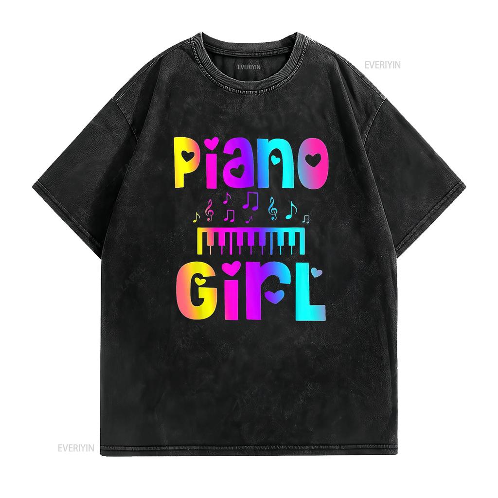 Cute Tie Dye Piano Girl Pianist Music Notes Musica Unique Unisex S T Shirt Summer Top With Standout Design Vintage Washed