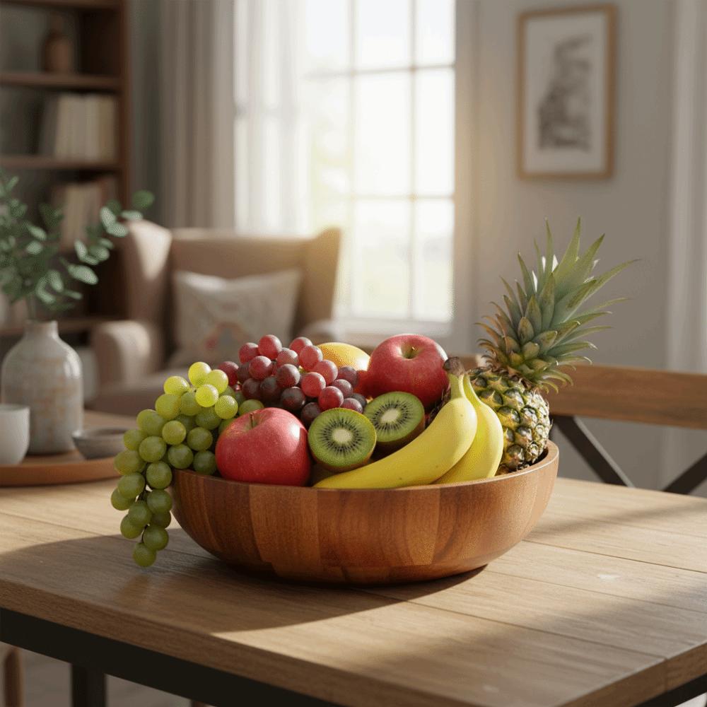 Rustic Style Salad Bowl Vintage Fruit Serving Bowl High-end Acacia Wooden Bowl Yogurt