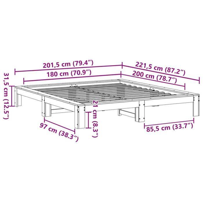 VidaXL Cadre de lit sans matelas blanc 180x200 cm bois massif de pin 3308730