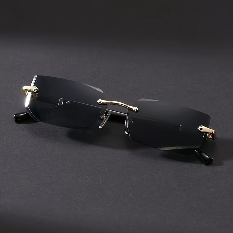 1 пара мужских очков квадратной формы в стиле ретро, синие линзы, безрамный дизайн, идеально подходят для летнего стиля. Вдохновленный винтажем вид.