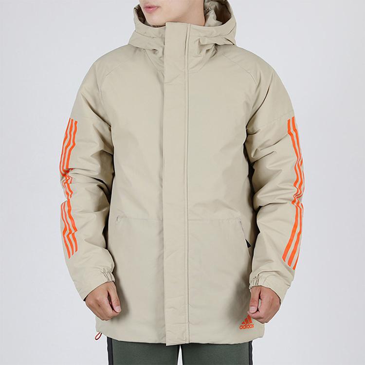 adidas Ветрозащитная теплая спортивная хлопковая куртка с капюшоном зимняя мужская куртка цвета хаки GE5823