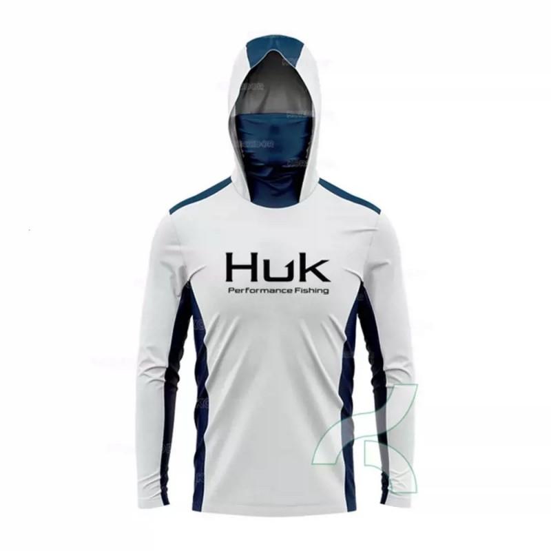 Mens Quick-Dry Fishing Hoodie With Dust-Proof Face Cover UV Protection Lightweight Bamboo Fiber Outdoor Sport Apparel