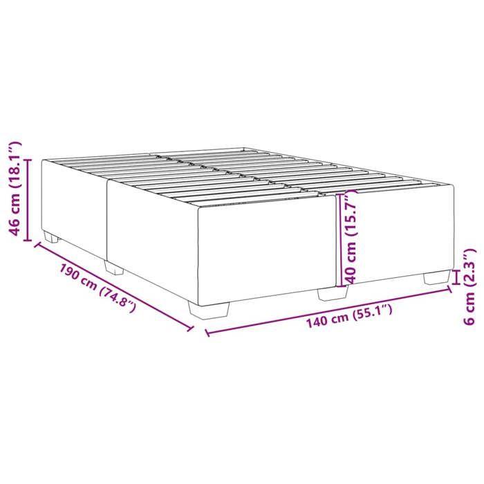 VidaXL Cadre de lit sans matelas gris clair 140x190 cm velours 3284631