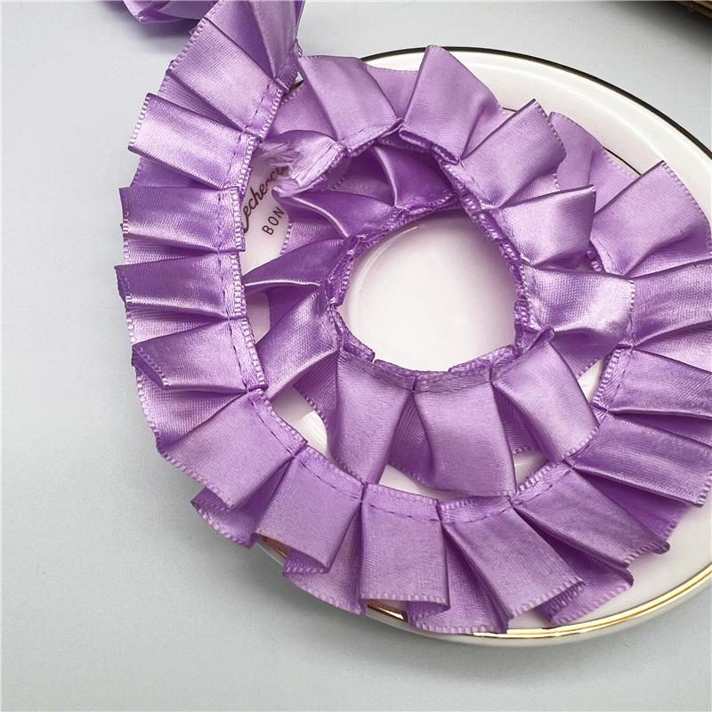 Элегантный и изысканный 4 см двойной складки прозрачный шифон кружево одежда подол одежда DIY аксессуары многоцветный кружевной тесьма ремесла изготовление лент