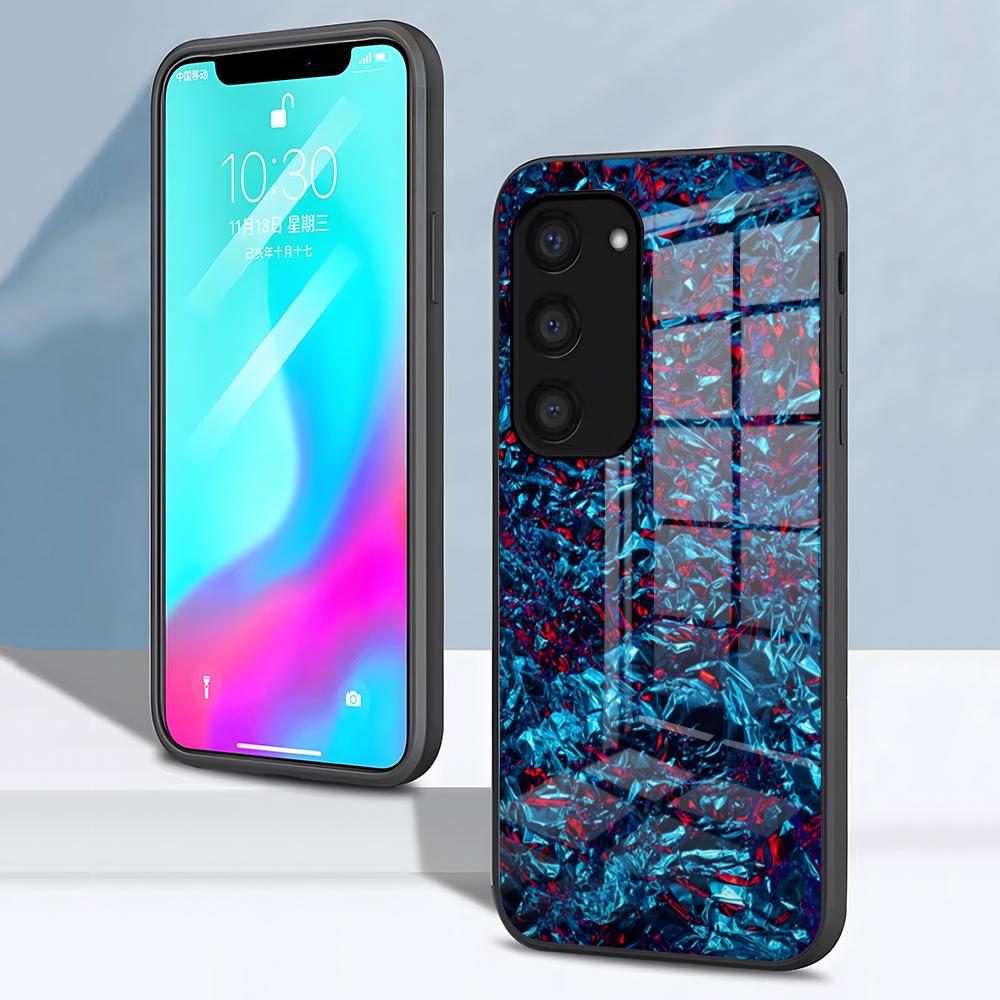 Чехол для телефона Forged Carbon Fundas для Samsung S26 S25 S24 FE S23 S22 S21 Plus S20 Ultra Note20Ultra Черная стеклянная крышка