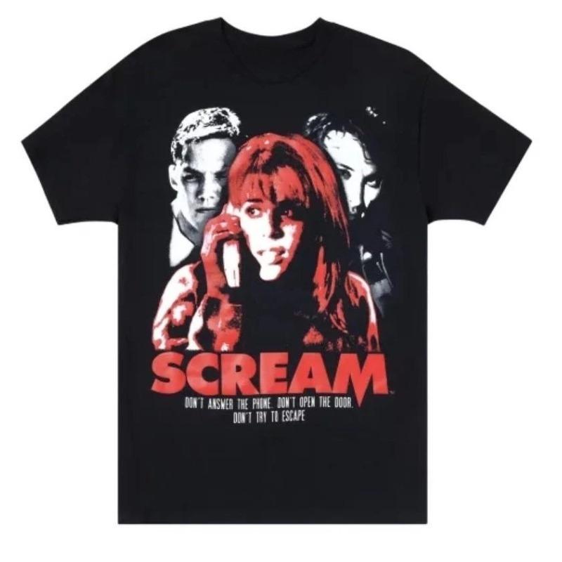 Screaming Ghost Face Shirt Men's Horror Movie Pattern Men's T-shirt Four Seasons Unisex Pure Cotton Casual Fashion Streetwear