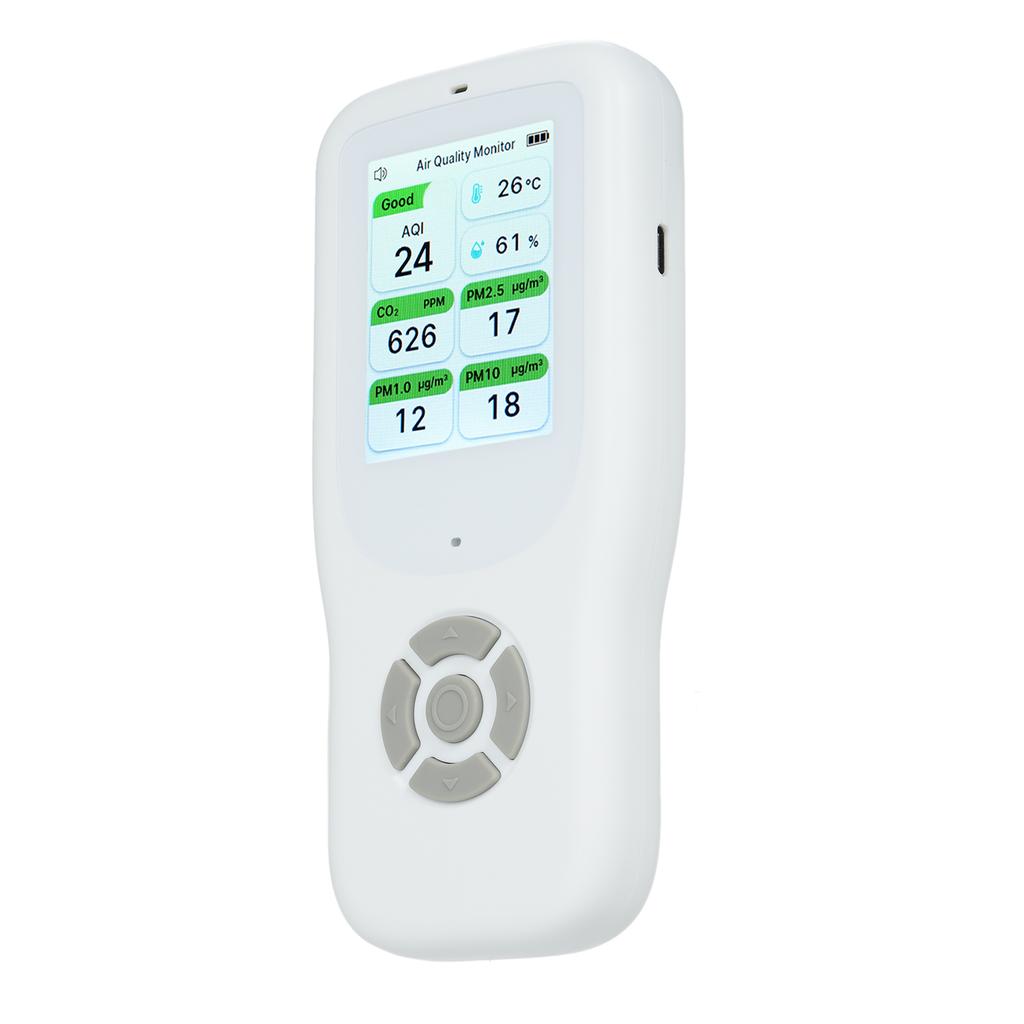 9-в-1 портативный монитор качества воздуха для помещений AQICO₂PM2.5PM1.0PM10HCHOTVCтемпературавлажность