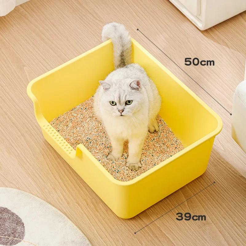 Полузакрытая песочница для кошек с высокими бортами, большой кошачий туалет, непроливающийся лоток для кошек и котят, мелких животных
