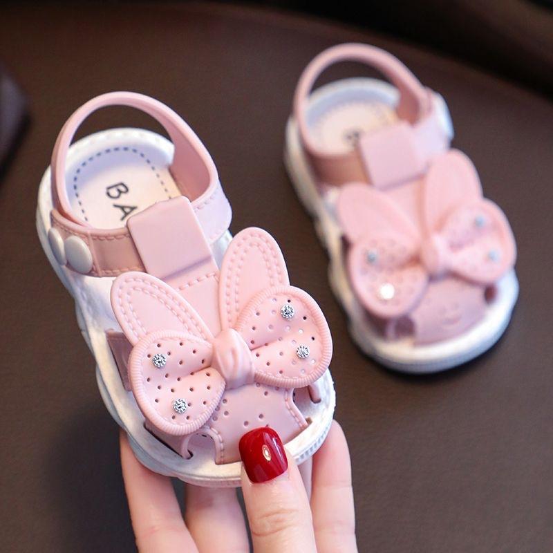 Girls' Sandals for Summer, Children's Baby, Soft Soled, Anti Slip, Outer Wearing, Toe Shoes, Baby Buckle, Walking Shoes