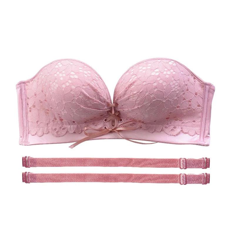 Бюстгальтер без бретелек, женский кружевной бюстгальтер без косточек размера плюс, бесшовное нижнее белье без стального кольца, невидимый бюстгальтер без косточек, нескользящий бюстгальтер, топы