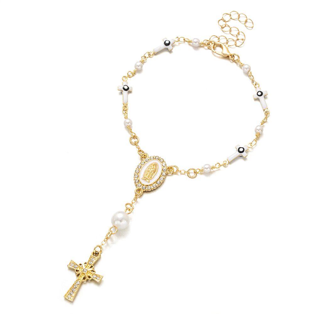 Adjustable Women's Hand Bracelet Bangle Prayer Bracelet Cross Pendant Bracelet Hand Accessory