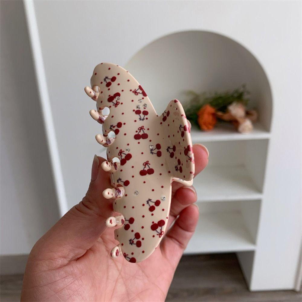 Shark Clip Fresh Acetate Hair Claw Rhinestone Flower Hair Claw Small Floral  Shark Clip  Streetwear