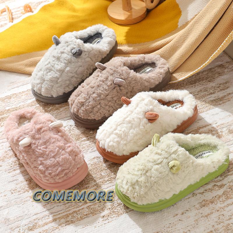Women's Slippers Cartoon 2025 Winter New Home Couple Warm Non Slip Plush Cotton Thick Soled Floor Anti Cold Slippers Large Size