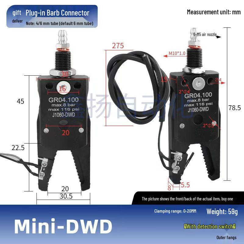 Pneumatic Gripper J1080: Robot Arm Clamp for Injection Molding