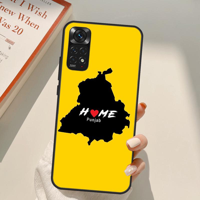 Карта Пенджаба с контуром для Redmi 10A 10C 9A 9C 9T K40 K50, чехол для игрового телефона Redmi Note 11S 10S 9S 9 10 11 Pro