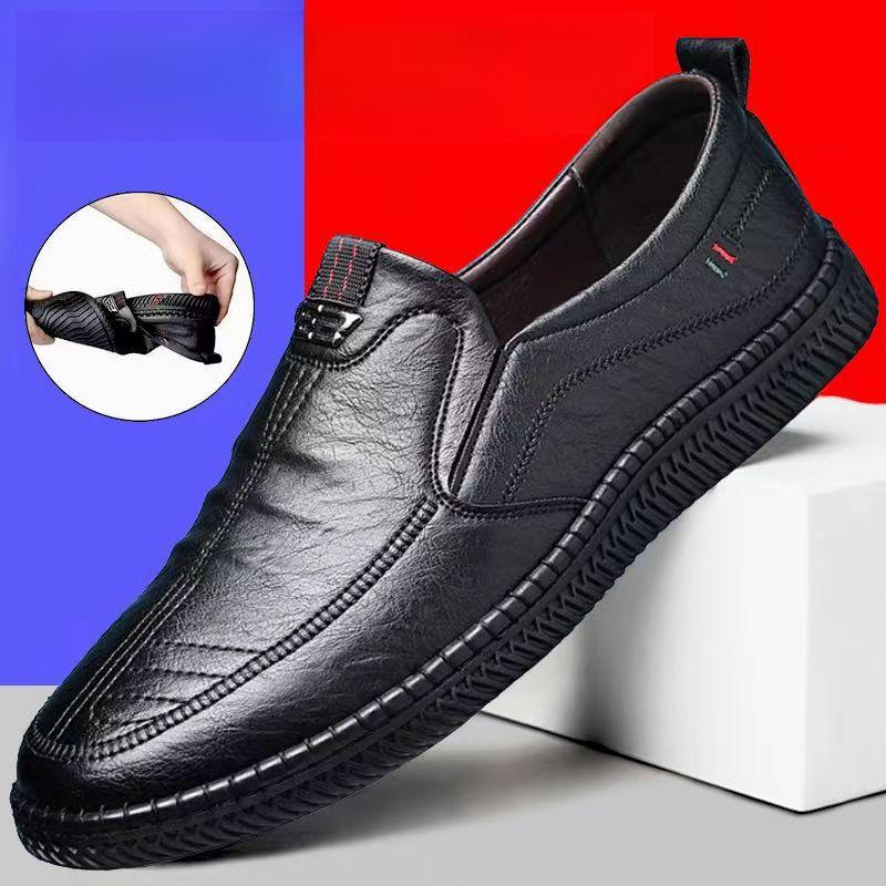 Men's Casual Leather Shoes Platform Men's Shoes Soft Surface New Versatile Casual Men's Leather Shoes Autumn Soft Sole