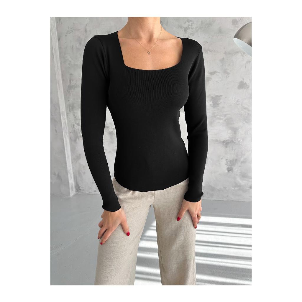 Женский трикотаж с квадратным воротником, сезонный свитер