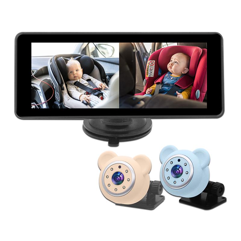 2 Camera Rear View Monitor 6.86'' IPS Screen Baby Car Mirror Wide View Angle for Infants Kids Pets Night Vision Function Interior Mirrors6