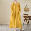 Women Loose Elegant Long Dress Plus Size Vintage Casual Maxi Long Sleeve Dresses Spring Summer
