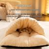 Уютная кровать для кошек и собак: Утолщенный милый спальный мешок для тепла осенью/зимой, закрытый матрас для питомца.
