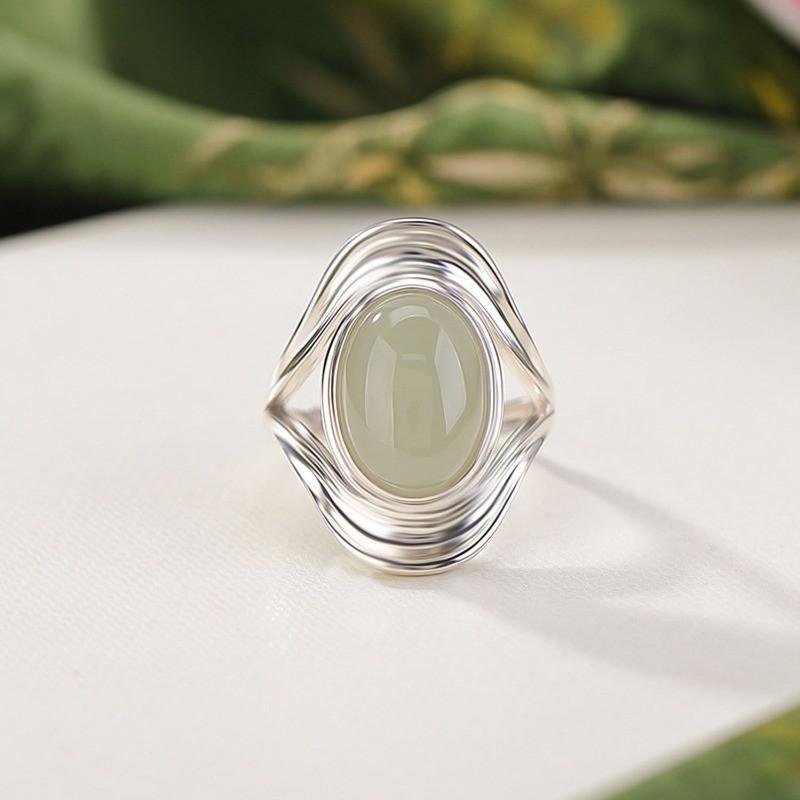 Adjustable Open Ring Women Men Vintage Hollow Oval Geometric Statement Jewelry Copper Plated