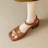 2024 New Open Toe Thick Heel Sandals for Women Fashion Square Toe Roman Sandals Summer Casual Woman Footwear Sandalia Feminina