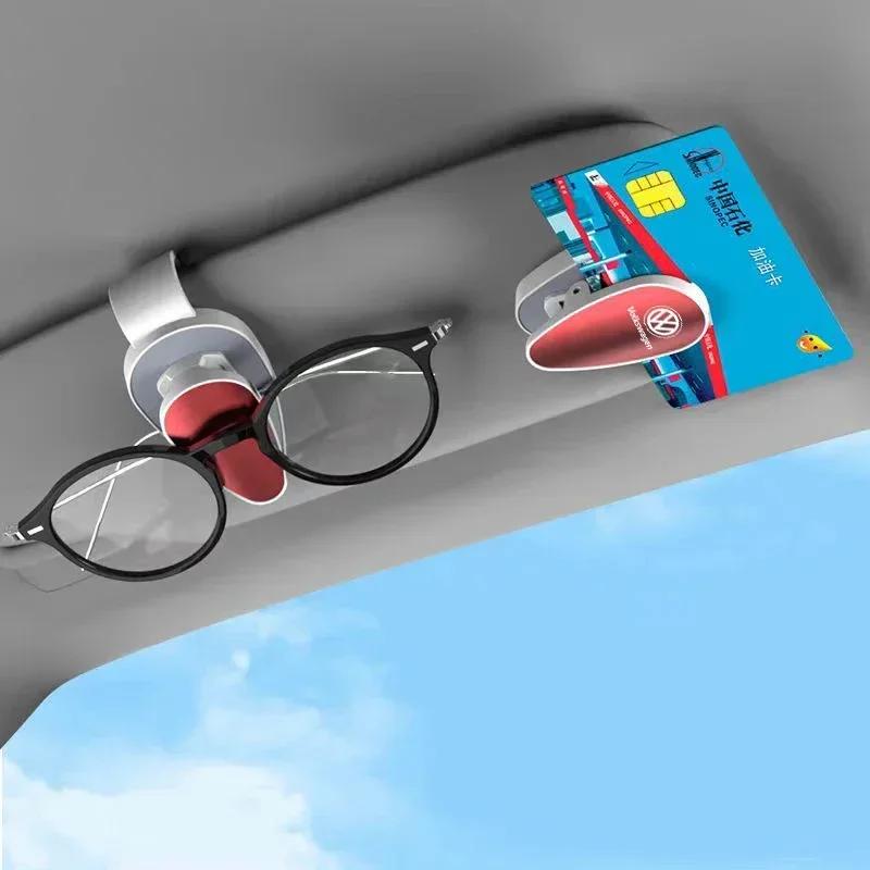 opq1 Car Sun Visor Sunglasses Card Ticket Holder Glasses Clip For VW GTI Golf 6 7 8 Polo Passat B6 Tiguan T-ROC Arteon Bora Jetta CC