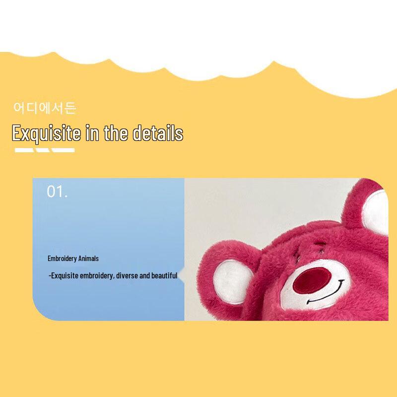 Детский розовый теплый зимний комплект для защиты ушей с пандой