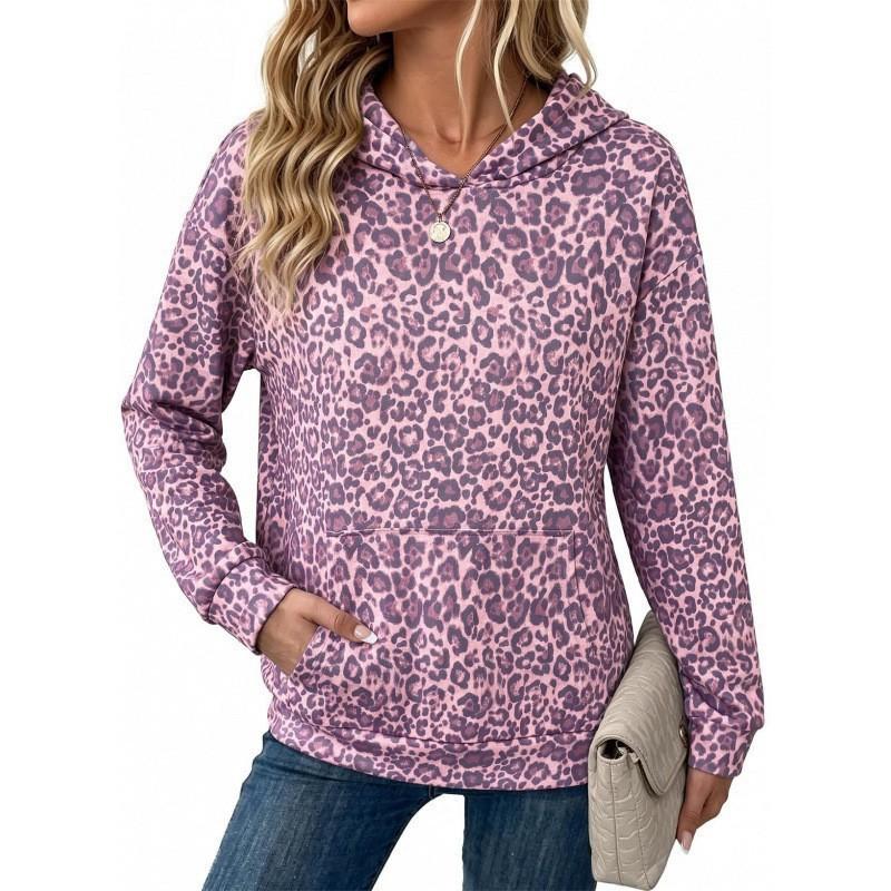 Womens Oversized Hooded Sweatshirt With 3D Leopard Print Digital Loose Fit Sporty Pullover Winter 2026