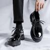 Spring And Autumn Small Leather Shoes Men'S Hong Kong Style Japanese Bright Black Youth Platform British Style Shoes 65225-R