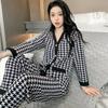 Women's Pajamas Set Cotton Button New Korean Cute Print Pijamas Set for Women Femme Nightwear Loungewear Autumn Sleepwear
