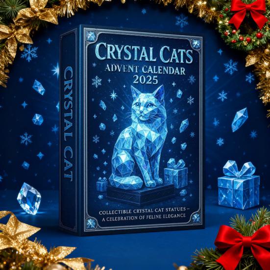 Faux Crystal Cat Advent Calendar 2025 Collectible 2D Acrylic Cat Pendant Set 24 Days