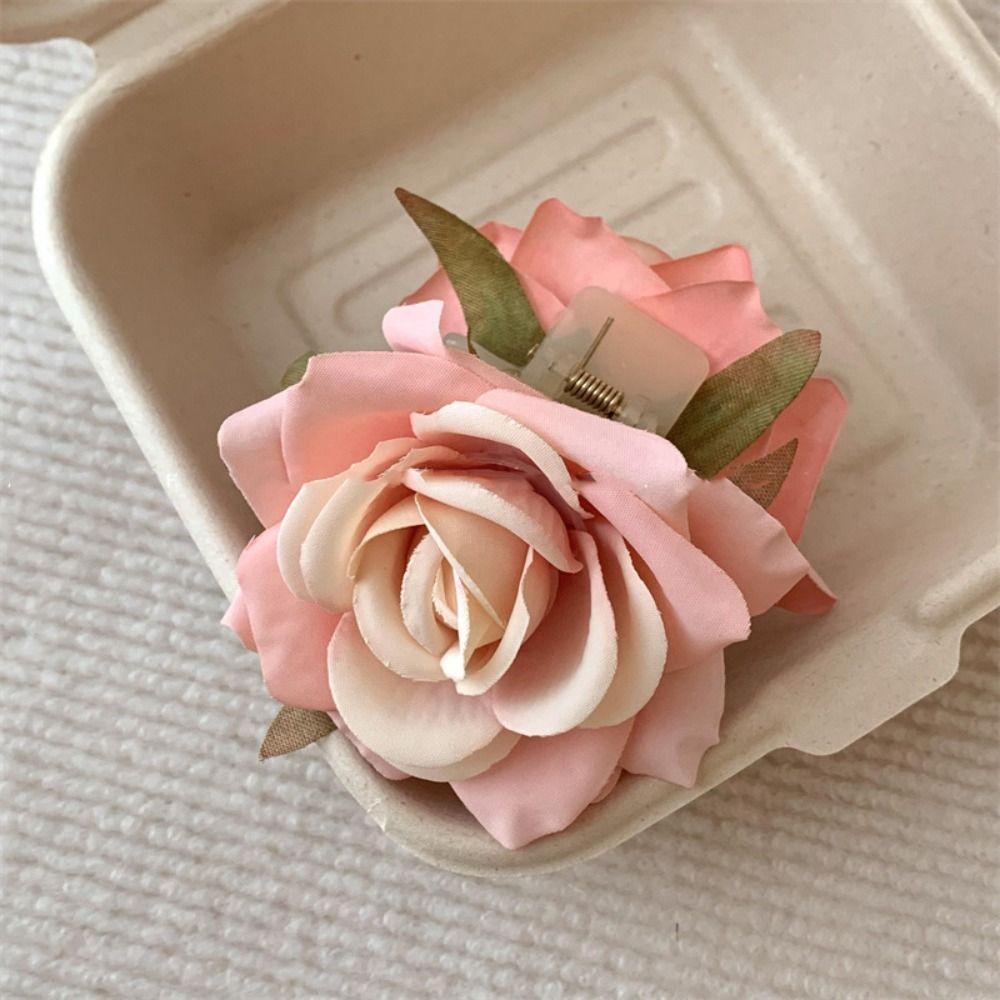 Cloth Rose Hair Clip Peony Flower Large Shark Clip Cute Flower Hair Claw Girl
