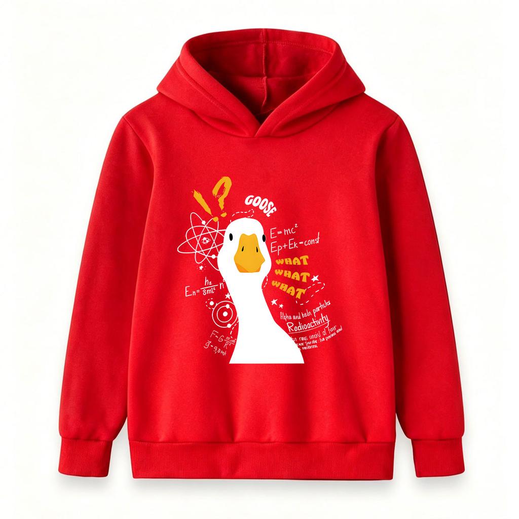 Kids Unisex Boys Girls Hooded Sweatshirt, Funny Curious Goose Print Casual Pullover, Cozy Long Sleeve Lightweight Top for Daily Wear School Outdoor Ac
