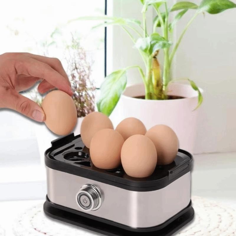 200W Power Eggs Boiler Space Saving Auto Shut-Off Smart Egg Cooker 6 Eggs Capacity Stainless Steel Rapid Egg Cooker