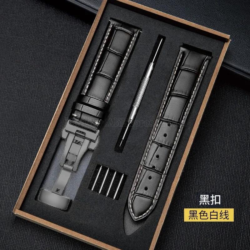 Watchband Genuine Leather Strap With Box Watch Band Butterfly Clasp Bracelet 14/16mm 18mm 20mm 21mm 22mm 24mm Wrist Band Watch Accessories