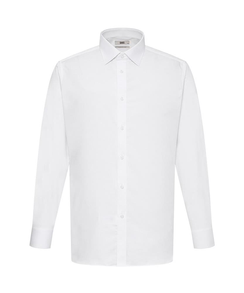 DAKS SHIRTS No-Care Rayon Blend Solid Shirt Comfort Slim Fit White_Dma1Shdl212A1