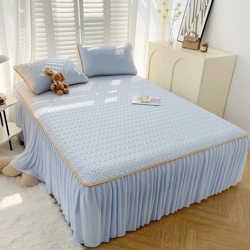 Летний комплект прохладных простыней из латекса, благоприятный для кожи, моющийся, кондиционер, юбка-кровать, нескользящие защитные чехлы для матраса