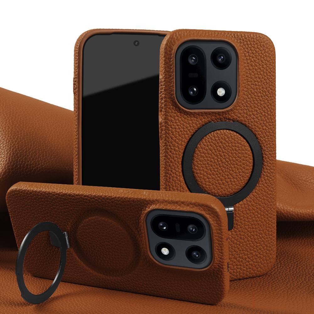 For Magsafe Bracket Ring Genuine Leather Case For OnePlus 15 15R 13S 13T 13R 13 Ace 6 6T 5 Pro Nord CE5 Back Cover Phone Case