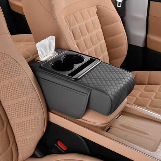 Универсальный чехол на подлокотник автомобиля, несколько отделений, простая установка, чехол на центральную консоль автомобиля с 2 подстаканниками