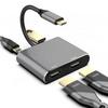 Док-станция Hanx Commerce Type-C 4-в-1 с поддержкой двух дисплеев USB на HDMI, HDMI 4K, двойной PD 60 Вт, USB-данные, порты 1.4