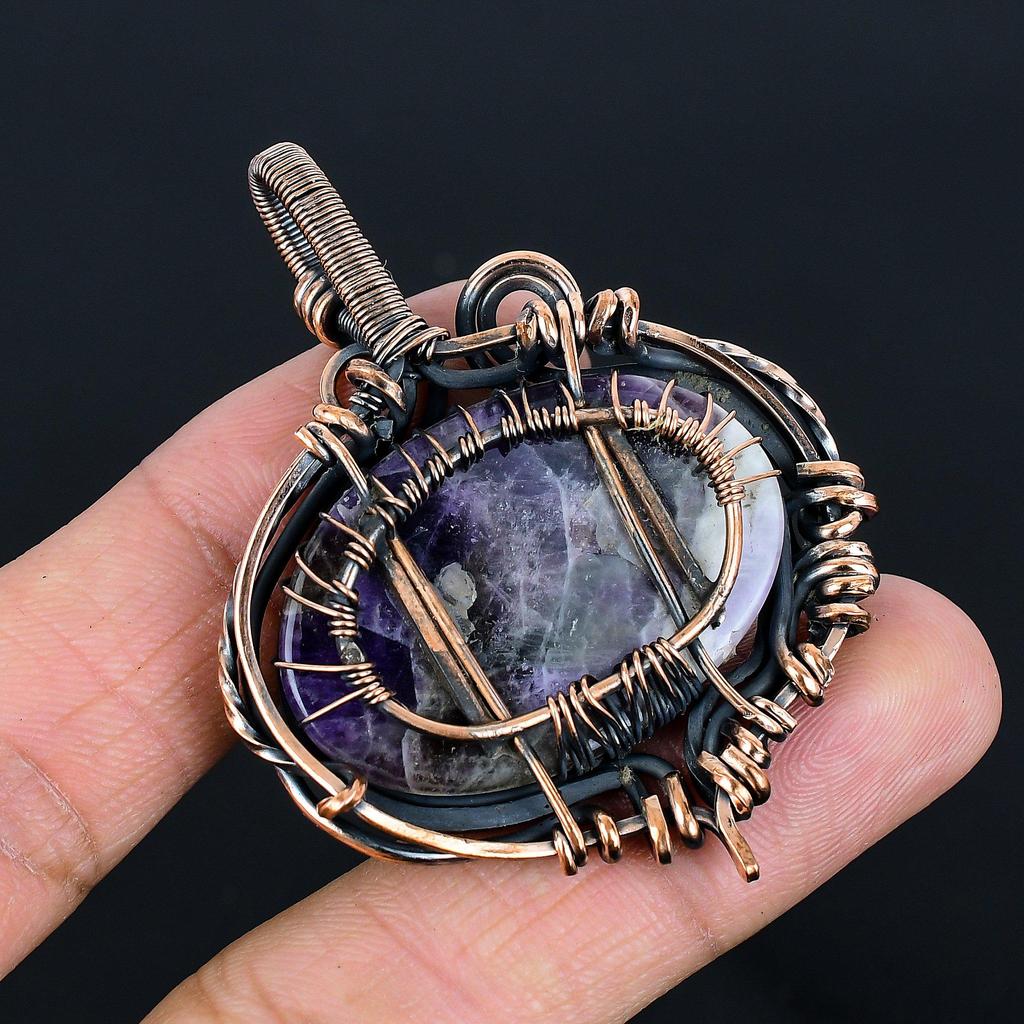Amethyst Pendant, 999 Copper Wire Wrapped Gemstone Jewelry, Handmade Tree Of Life Pendant, For Memorial Day