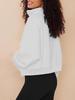 2026 Women's Stand Collar Fleece Hoodie with Pockets, Autumn-Winter Casual Loose Fit, Solid Color Ribbed Top.