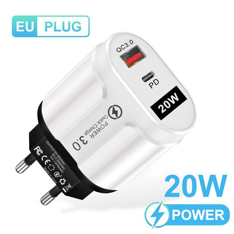 Многопортовое зарядное устройство GaN Европейского стандарта PD33W QC3.0 с быстрой зарядкой 9В/12В