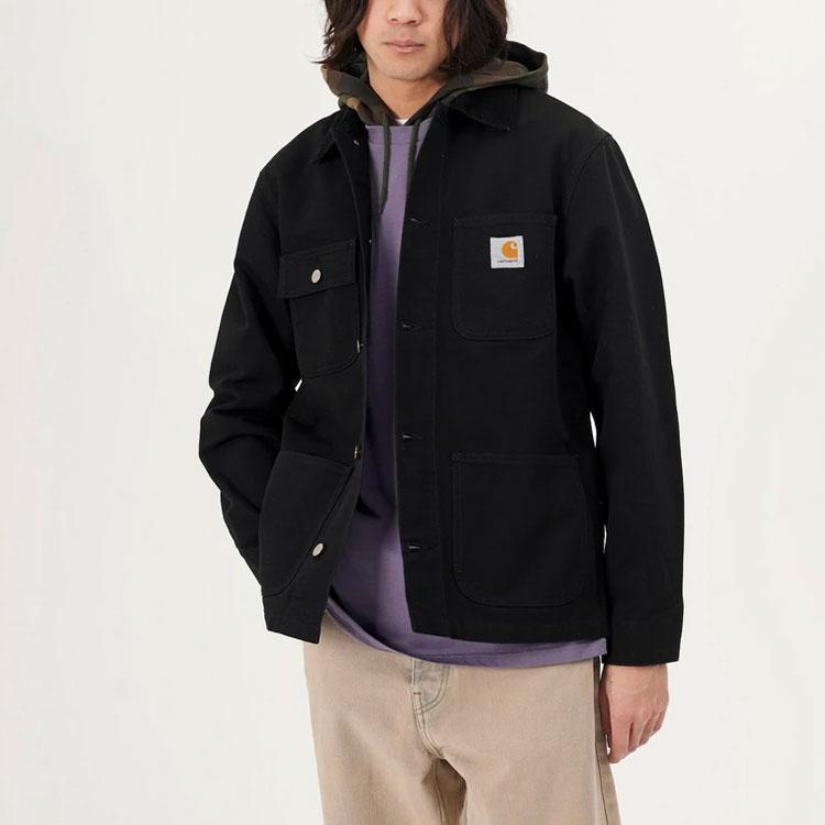 Carhartt WIP SS24 Куртка Michigan Классическая Американская Винтаж Однотонная Карман Бирка Логотип Вельветовый Воротник Куртка Michigan Мужские куртки I026480-89-02