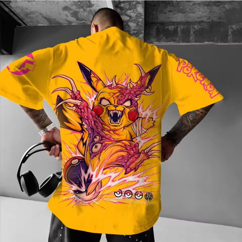 Классическая аниме-футболка Pokemon Charizard Синяя Мужская с принтом дракона Унисекс Оверсайз с коротким рукавом Уличная одежда Топы Мужские