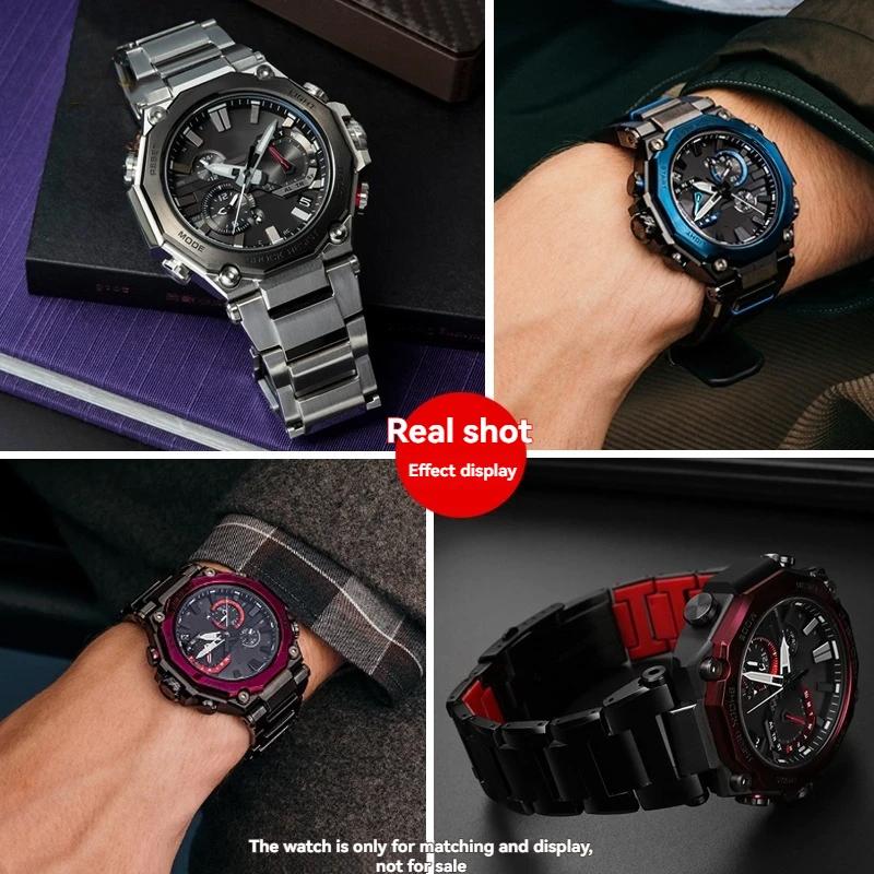 MTG B2000 Запасной Ремешок Браслет для Casio G-SHOCK Серии MTG-B2000 316L Сплошная Нержавеющая Сталь Красное Нижнее Часовое Полотно
