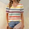 Женские летние топы с коротким рукавом и V-образным вырезом, свободные повседневные футболки