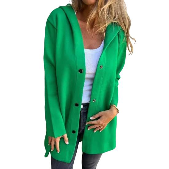 Осень-зима Женское пальто с капюшоном на пуговицах Однотонное толстое карманное свободное пальто средней длины для активного отдыха на природе Путешествия Шопинг Свидания Пальто