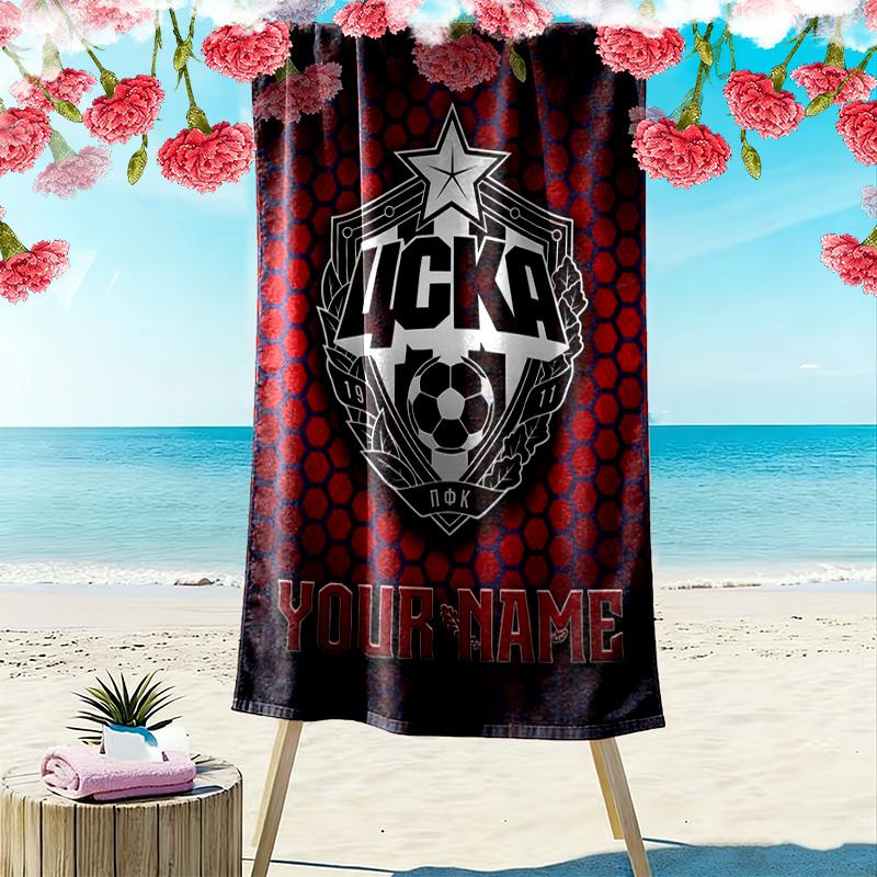 Name Custom PFC CSKA Moscow Print Beach Towel, Large Soft Quick Dry Towel for Beach Camping Swimming
